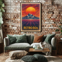 RETRO Sunsets and Mountains Synthwave Abstract or Artistic Poster