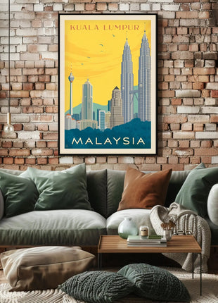 Kuala Lumpur Landmarks Vintage Travel Poster