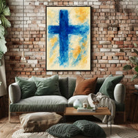Abstract Blue Cross Abstract Poster