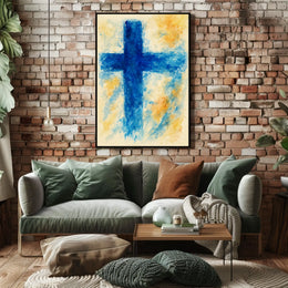 Abstract Blue Cross Abstract Poster