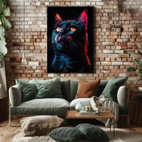 Neon Cat Portrait Poster