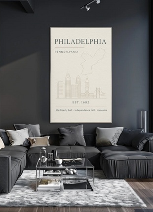 Philadelphia Iconic Landmarks Styled Cultural Heritage Poster