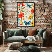Vibrant Floral Garden: Watercolor Art Poster for Homes
