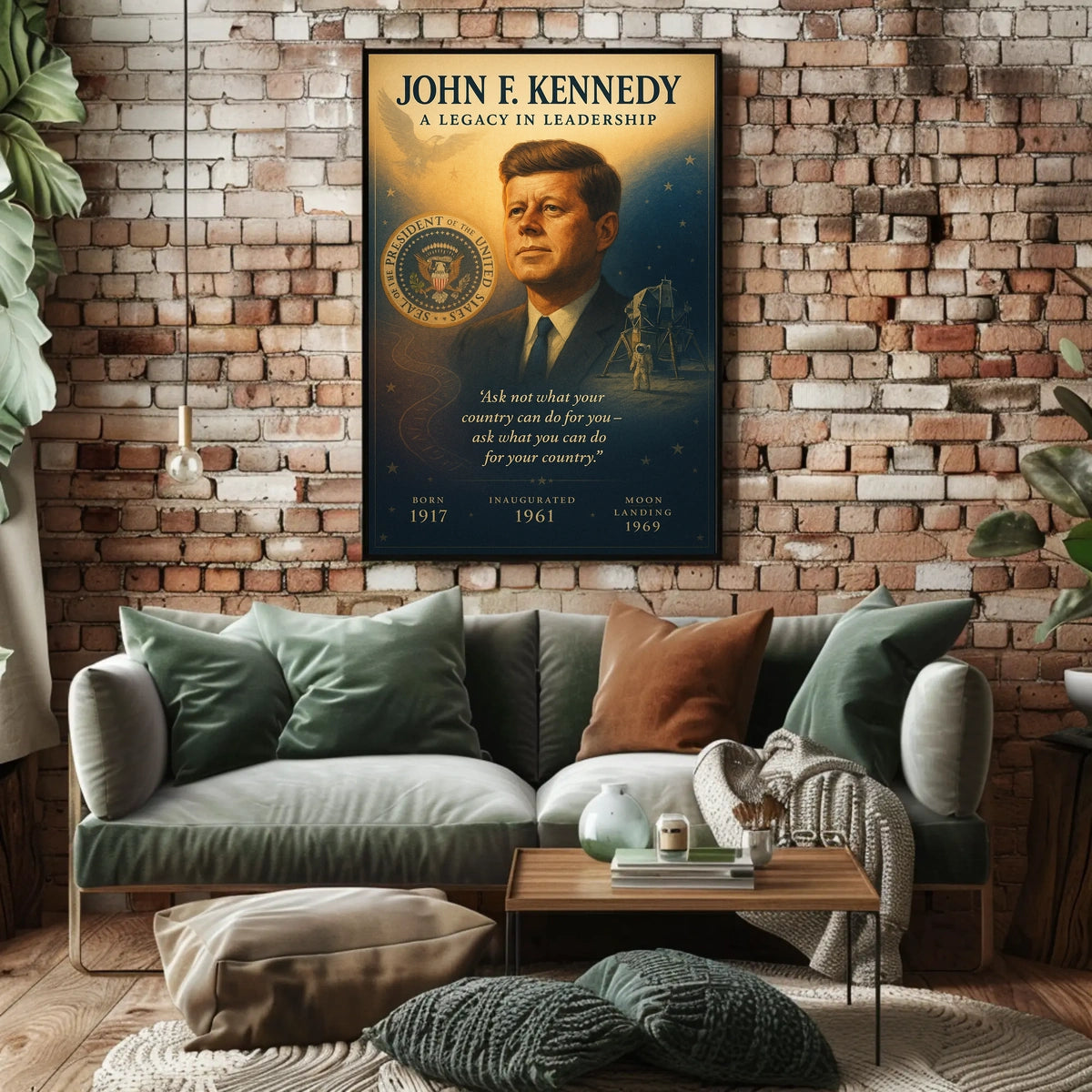 John F. Kennedy Leadership Legacy Vintage Poster