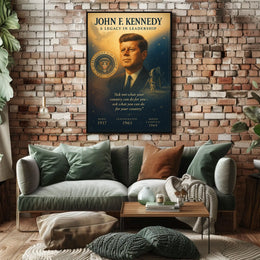 John F. Kennedy Leadership Legacy Vintage Poster
