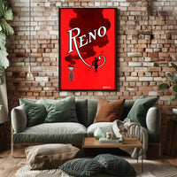 Devilish Reno Art Deco Vintage Travel Poster