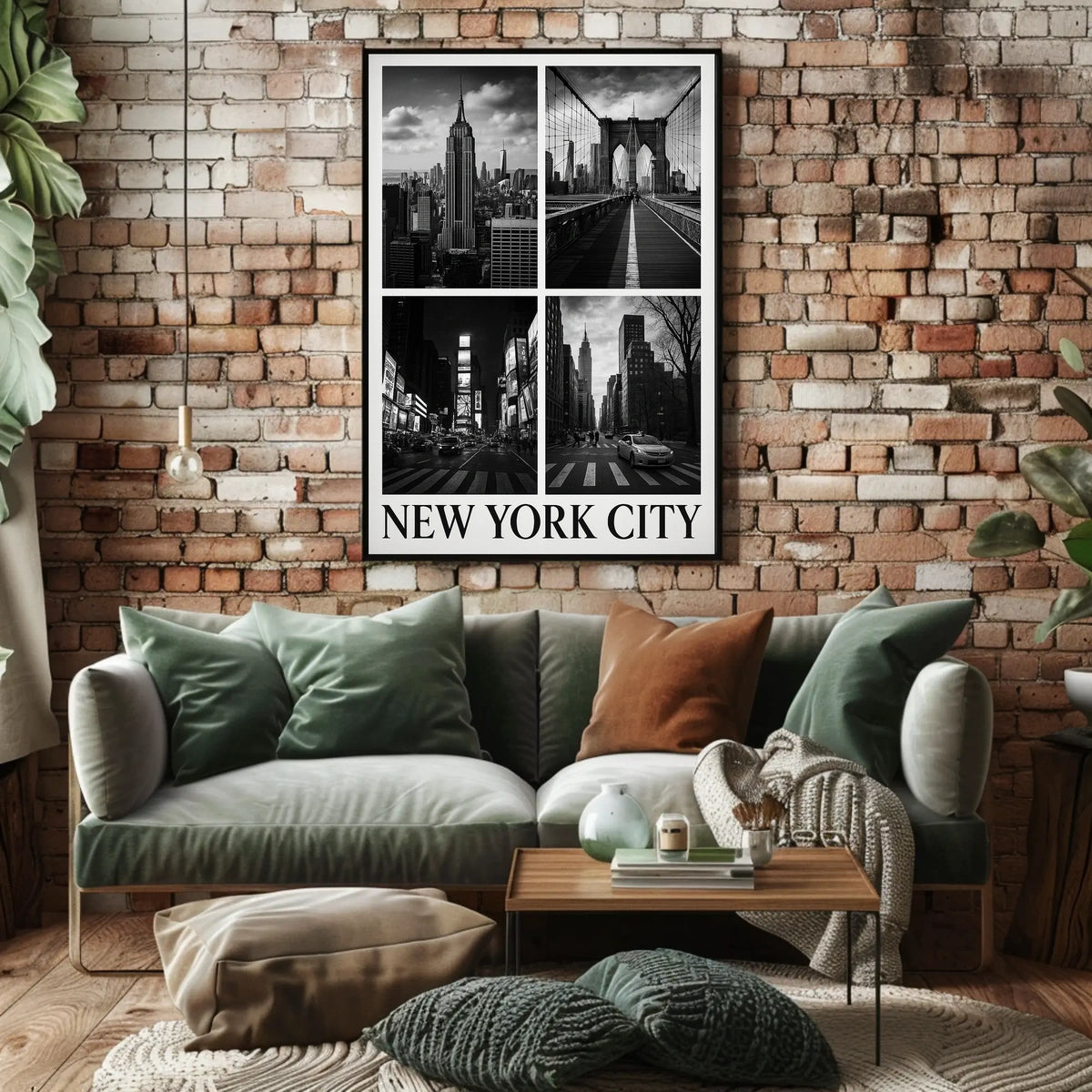 New York City Skyline Monochrome Poster Classic Wall Art