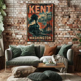 Kent Washington Vintage Railway Nostalgic Art Deco Poster