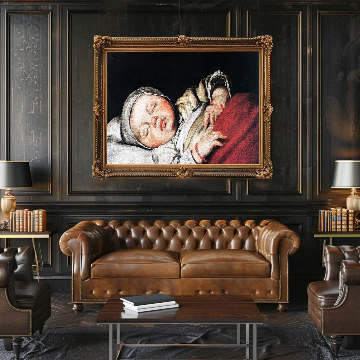 Sleeping Infant Amidst Historical Charm - Artistic Poster