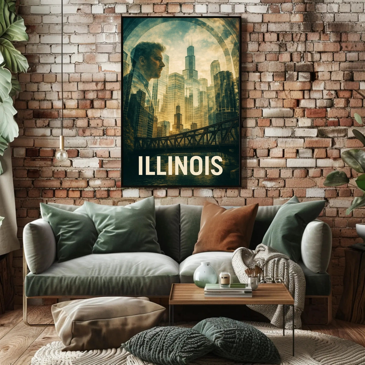 Illinois Skyline Reflection Poster