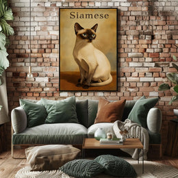 Siamese Cat Digital Painting Wall Decor Art Print Poster