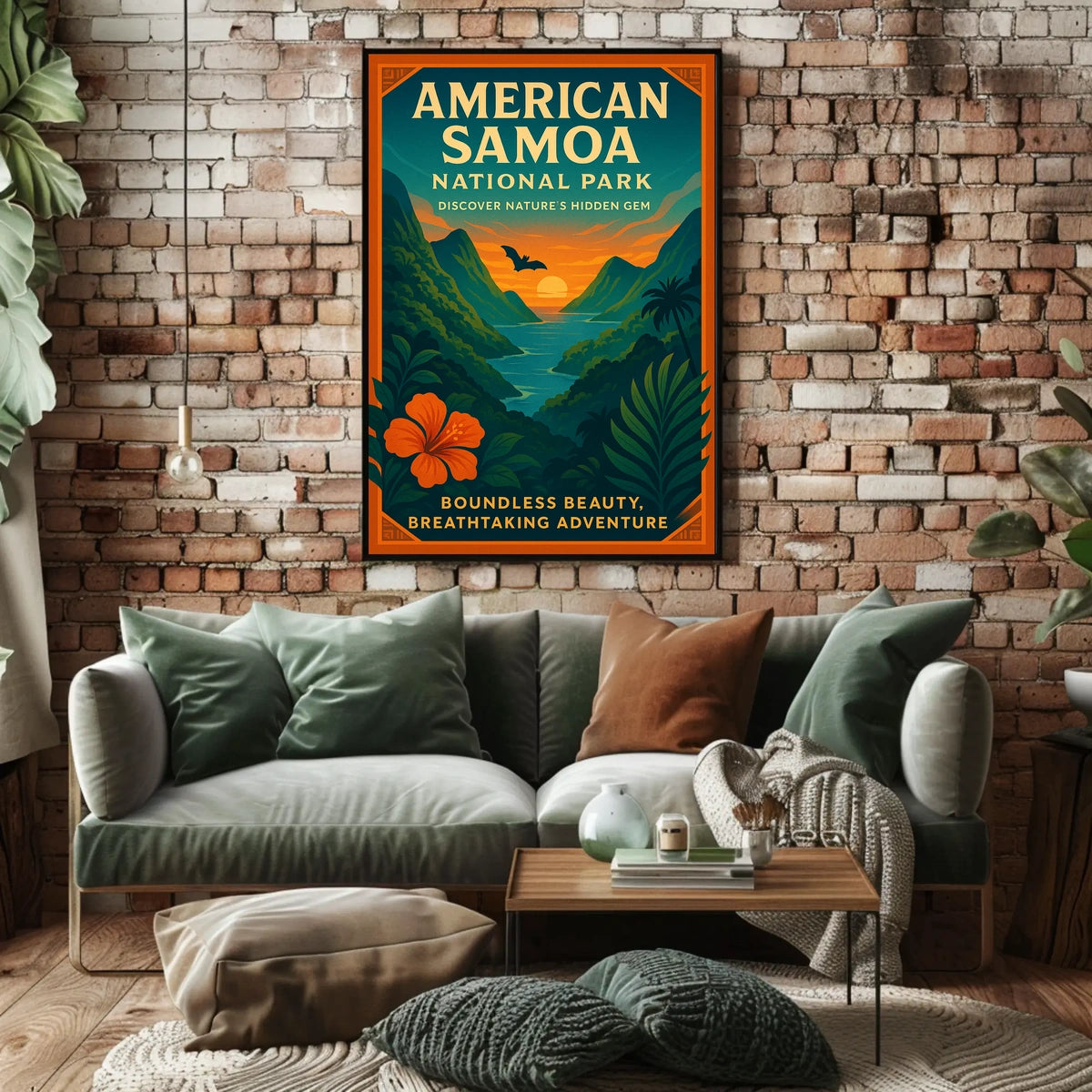 American Samoa Sunset, Lush Landscape National Park Poster