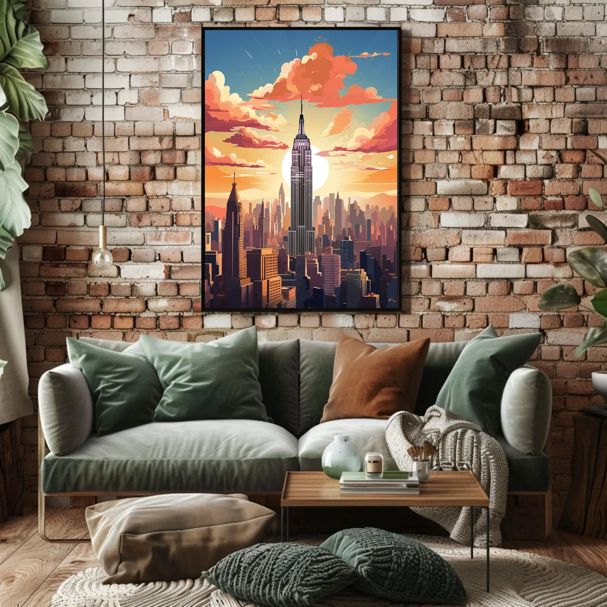 New York City Sunset Skyline Travel Poster