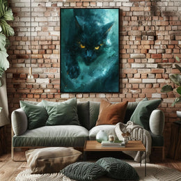 Mystical Black Cat Art Print Poster for Home Decor PosterGoat