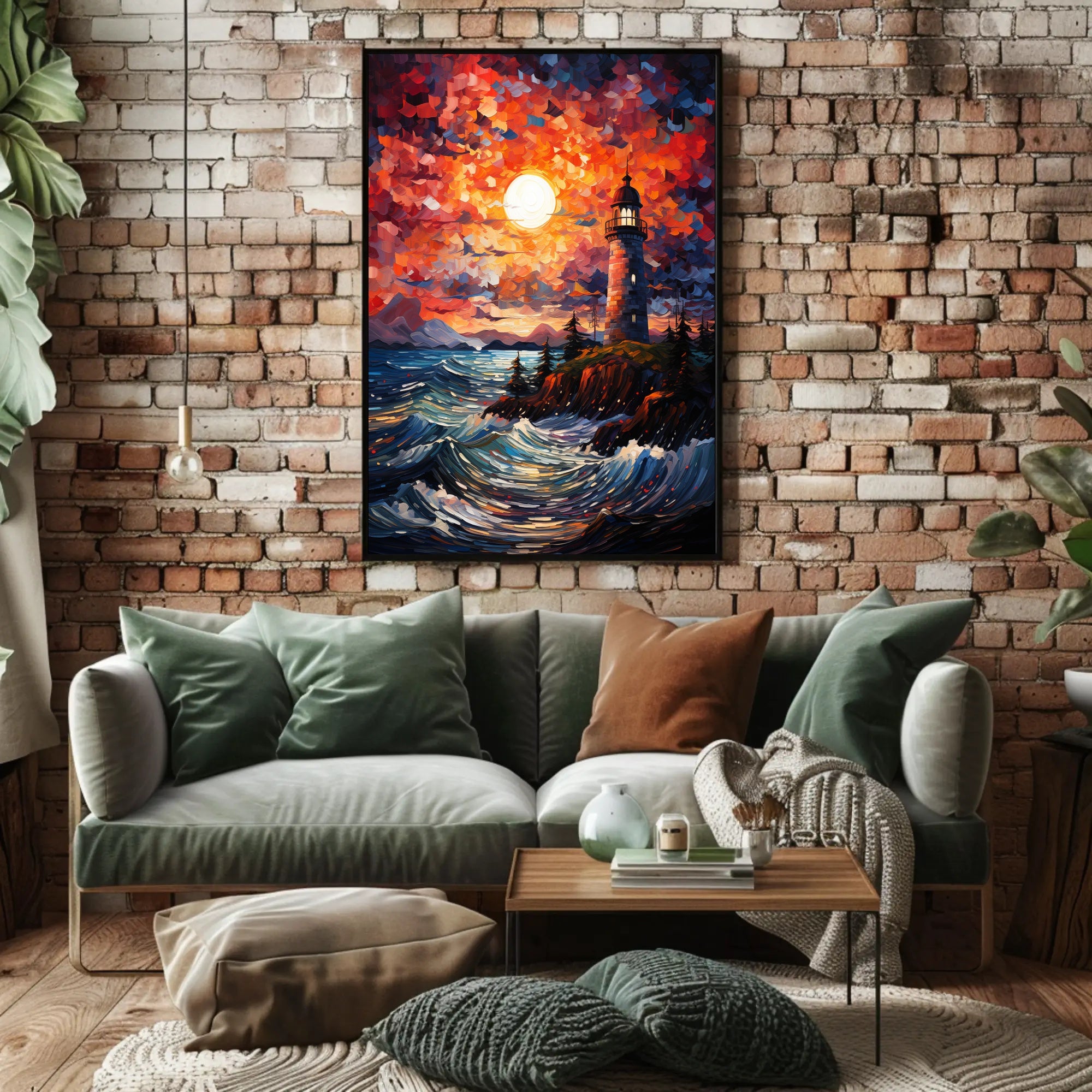 Lighthouse At Sunset Poster