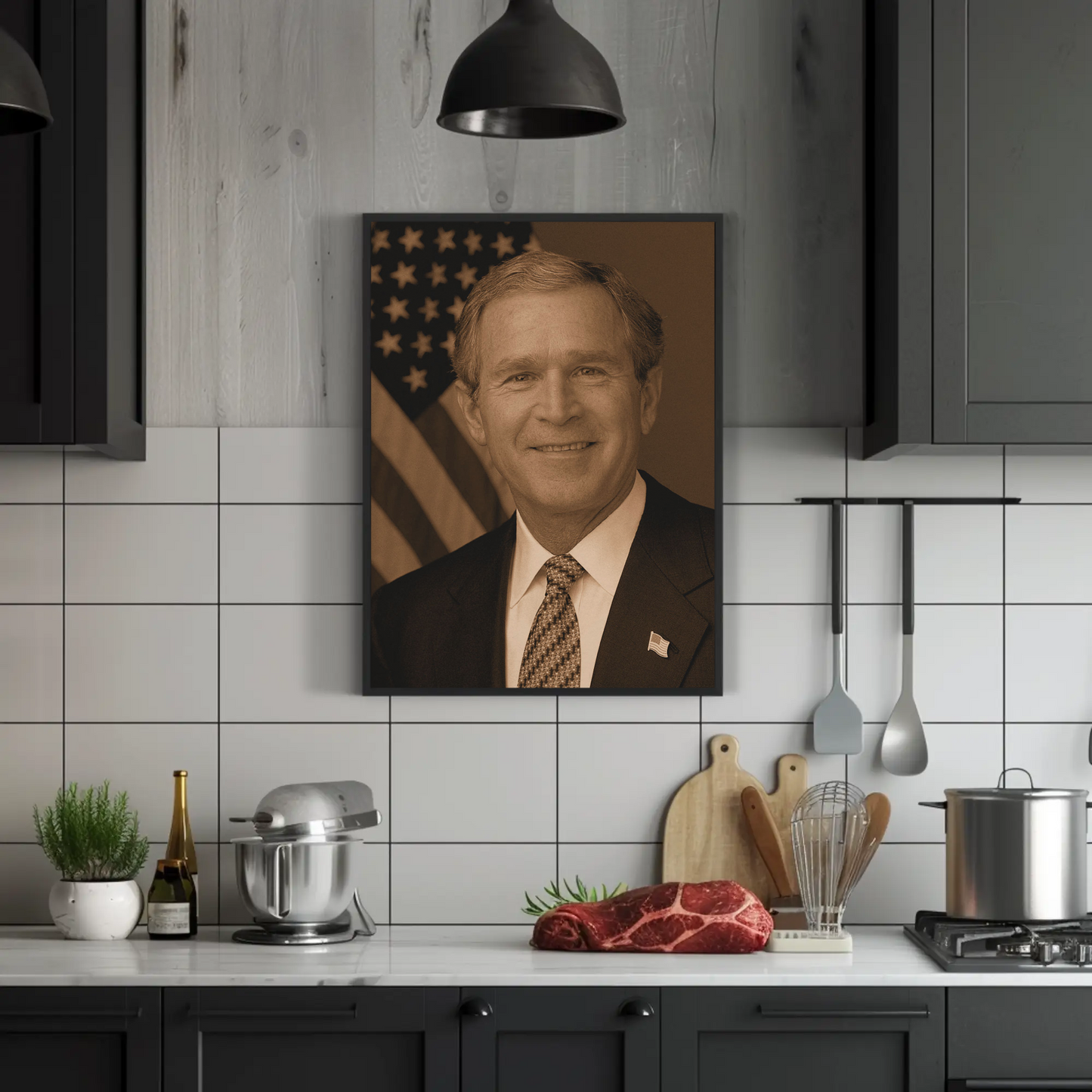 George W. Bush 43rd President Sepia Photo