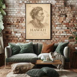 The poster centers around Hawaii, emphasizing its unique status as the only U.S. Travel Poster