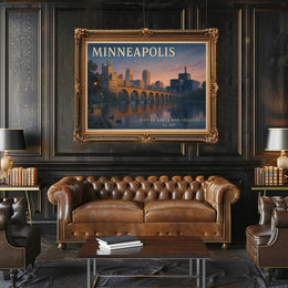 Minneapolis City of Lakes Travel Poster