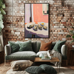 Oysters Still Life Poster Modern Coastal Wall Art
