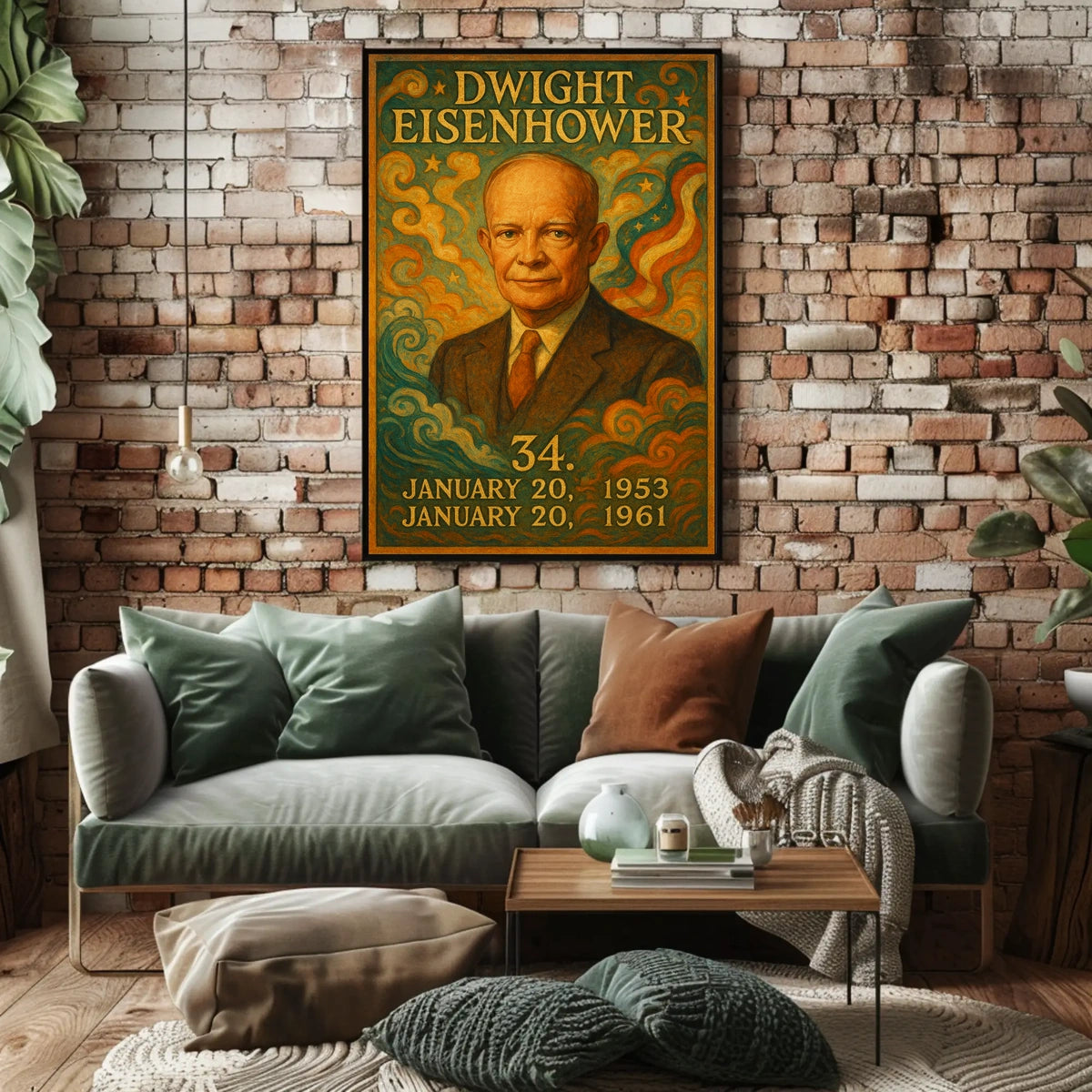 Dwight Eisenhower Patriotic Leadership Retro Vintage Poster