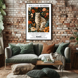 Majestic Leopard Floral William Morris Artistic Poster