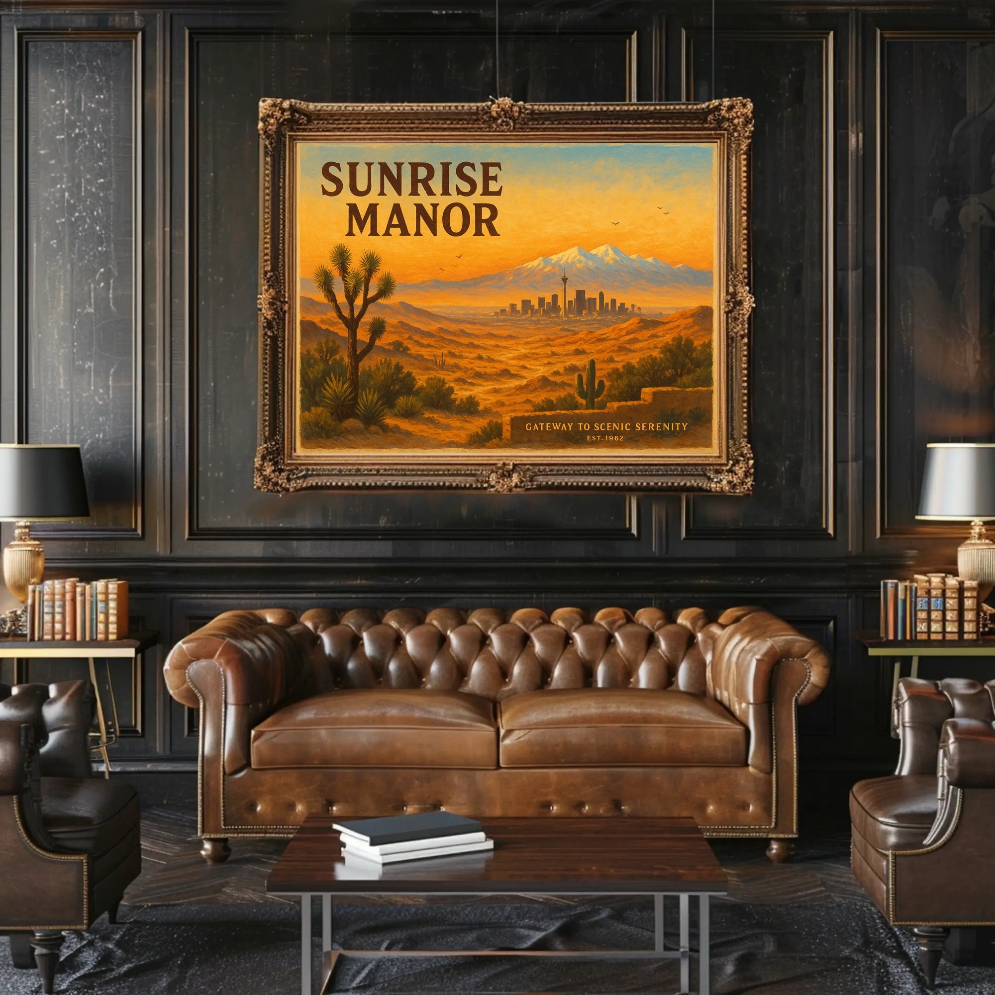 Sunrise Manor Scenic Illustration Poster