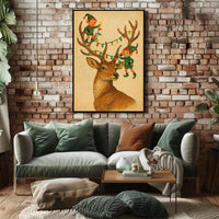 Festive Reindeer And Elves Poster
