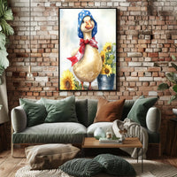 Chubby Goose In Star Spangled Bonnet With Sunflowers Poster