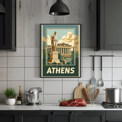 Athens, Greece Vintage Style Poster