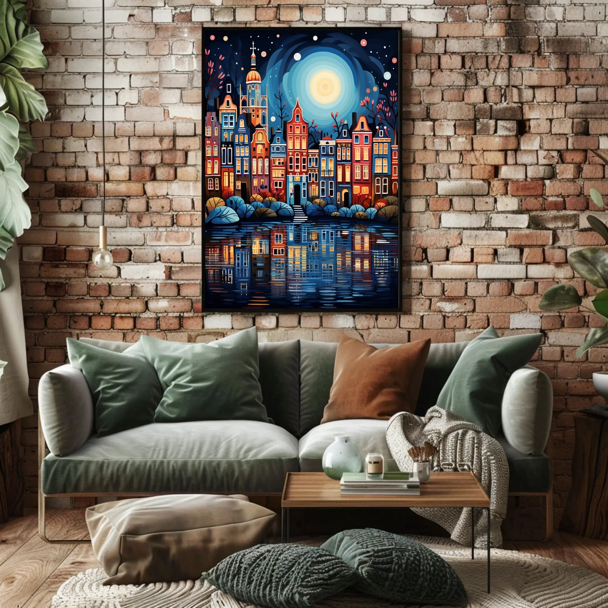 Charming European Townhouses Canal Travel Poster