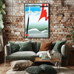 Swiss Skiing Vintage Design Winter Sports Poster PosterGoat