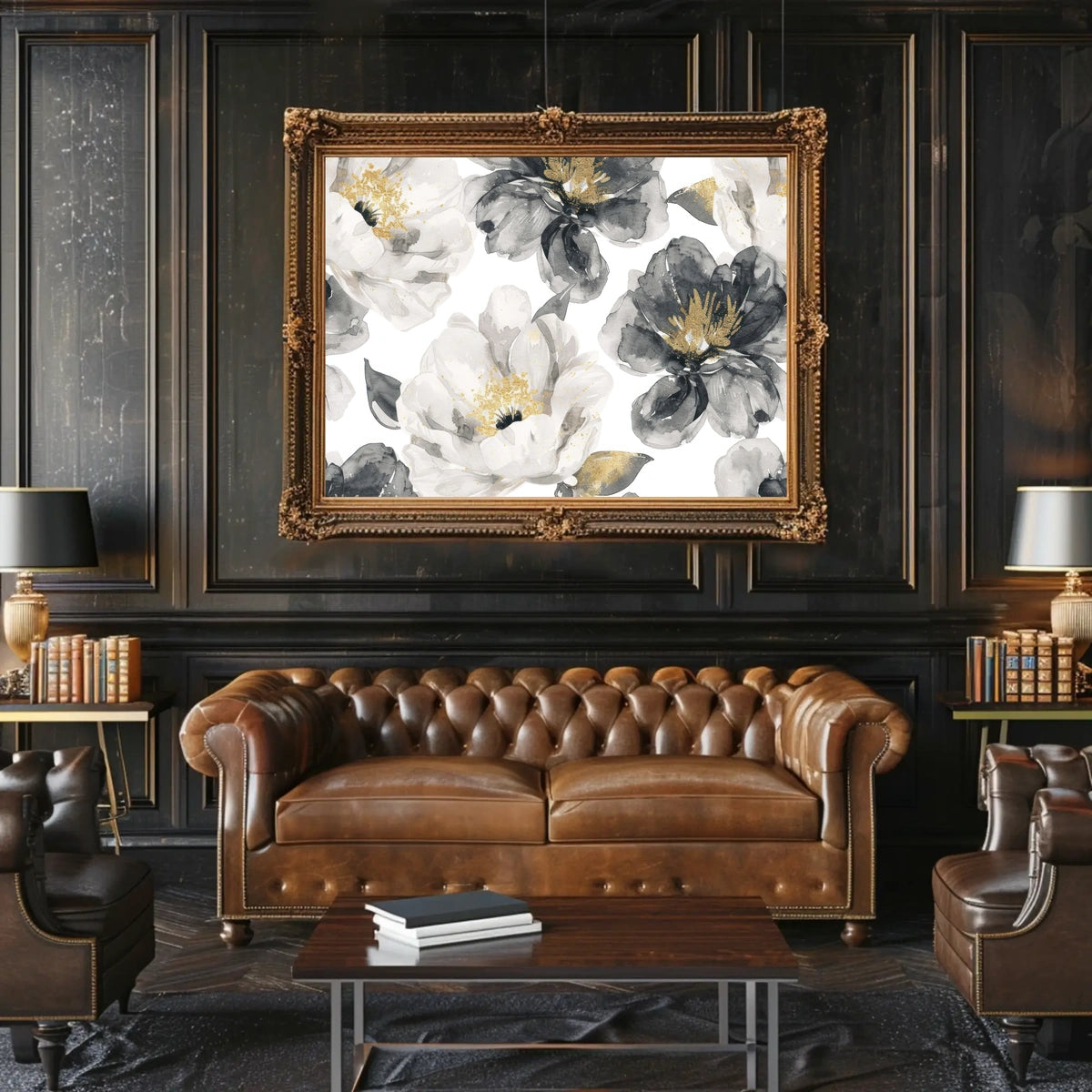 Monochrome Blooms Poster