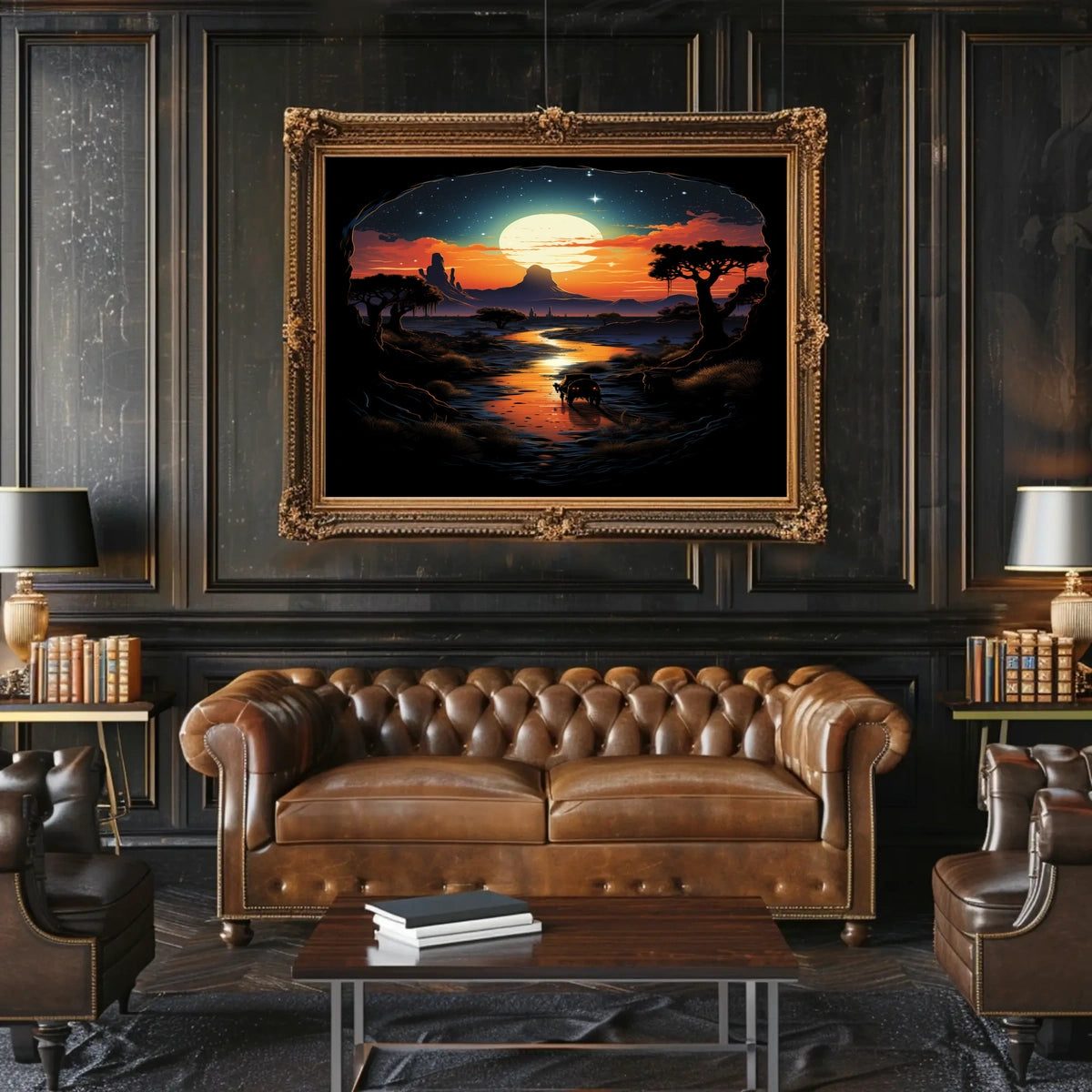 Desert Moonlit Journey Poster