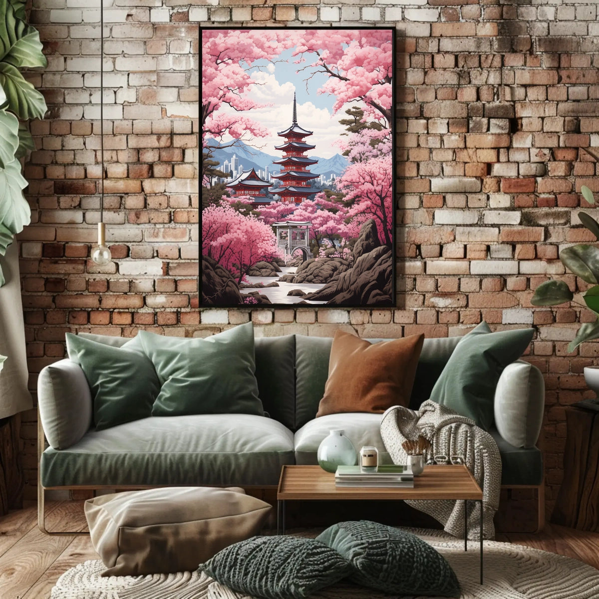 Cherry Blossom Pagoda Springtime Cultural or Heritage Poster