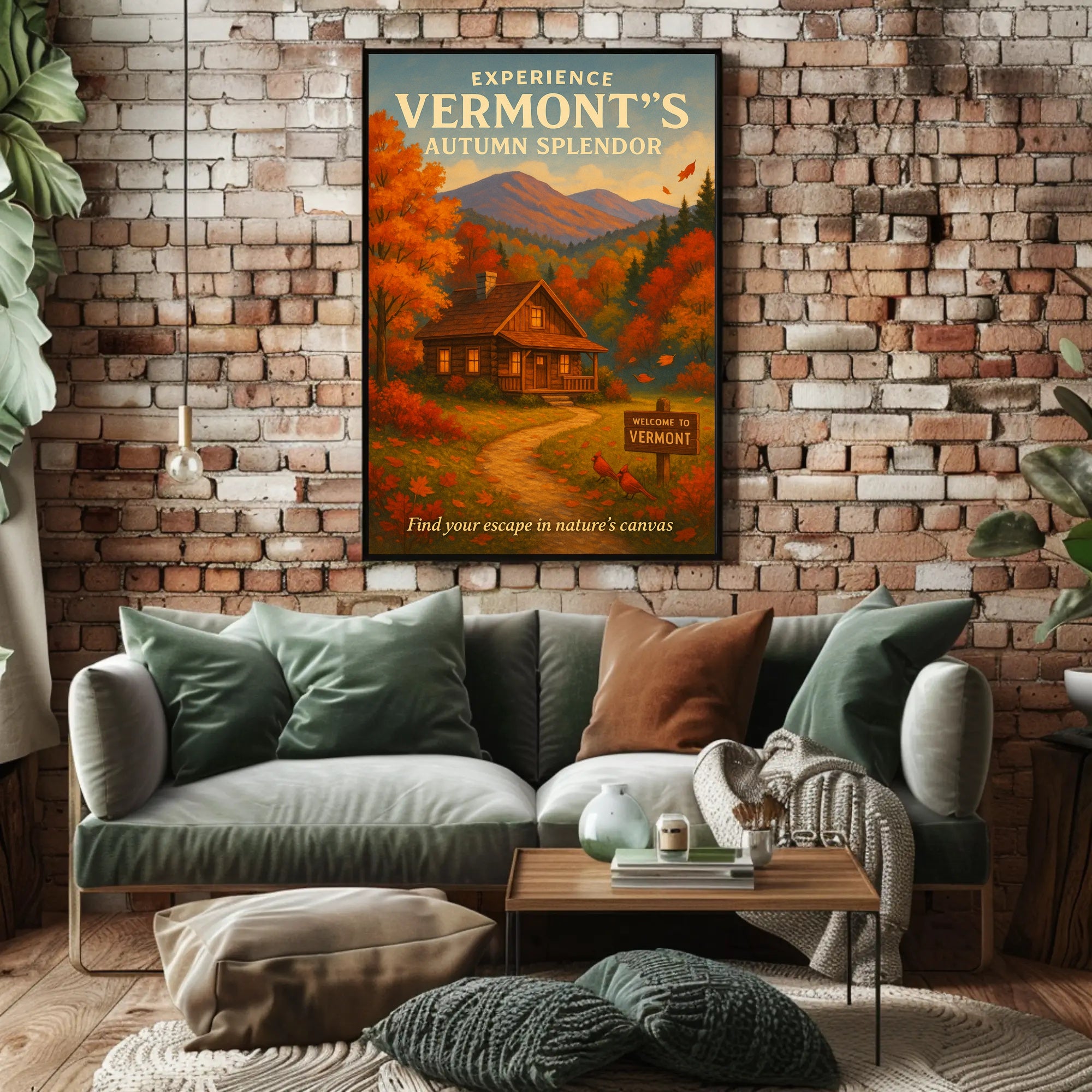 Vermont Autumn Splendor Vintage Travel Poster