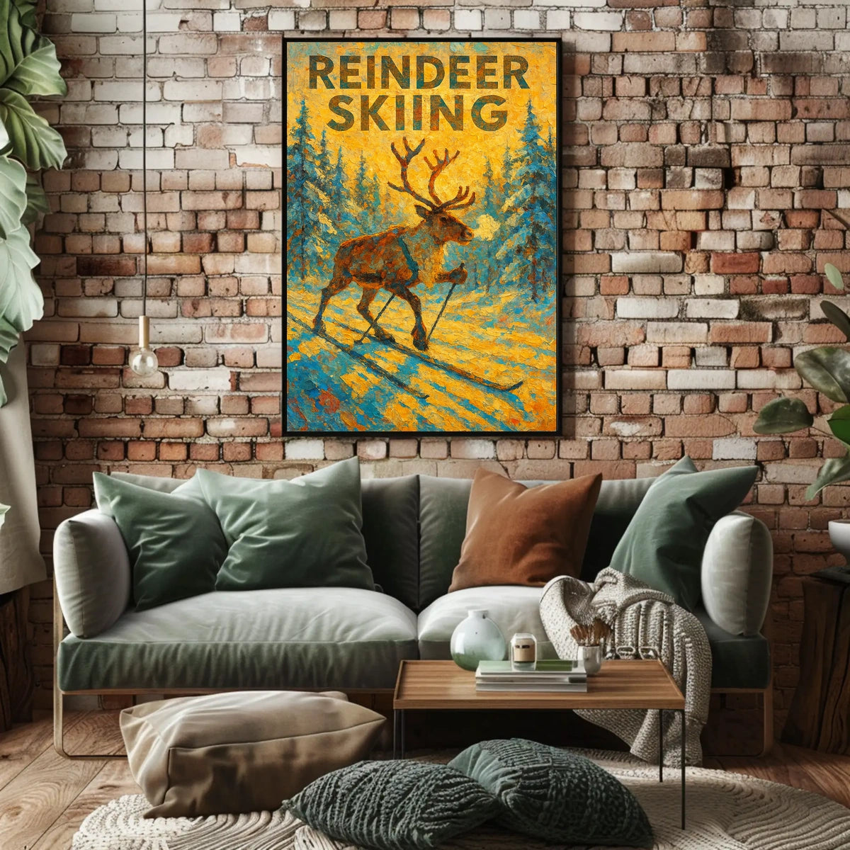 Reindeer Skiing Adventure Poster