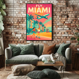 Miami Roller Skating Adventure Travel Poster