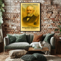Benjamin Harrison 23rd President of the United States Vintage Watercolor Poster