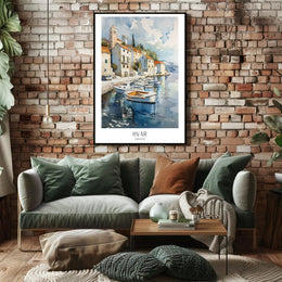 Scenic Harbor View of Hvar Croatia Travel Poster PosterGoat
