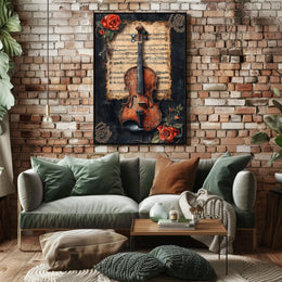Violin and Sheet Music Classic Cultural or Heritage Poster