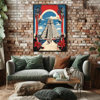 Ancient Mesoamerican Pyramid Cultural Heritage Poster