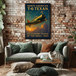North American T-6 Texan Vintage Aviation Poster