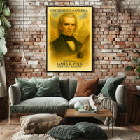 James K. Polk 11th President of the United States Vintage Watercolor Poster