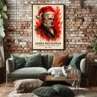 James Buchanan Abstract Watercolor Presidential History Poster