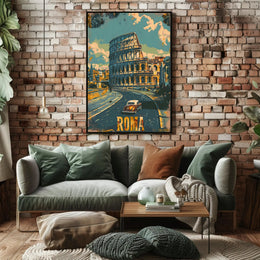 Vintage Rome Colosseum Mid-Century Travel Poster