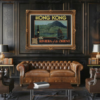 Vintage Hong Kong Poster with Night Skyline PosterGoat