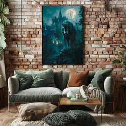 Moonlit Guardian Art Print Poster for Home Decor and Wanderlust Lovers PosterGoat