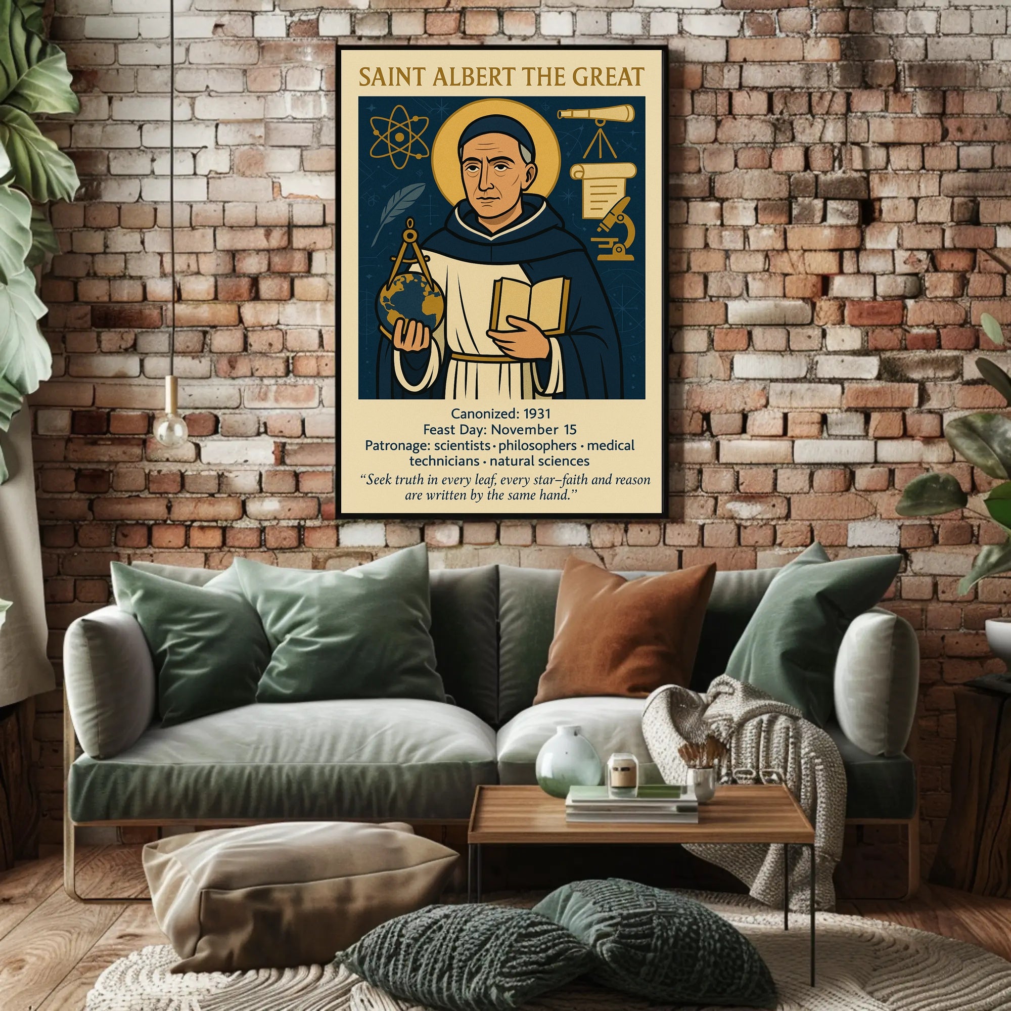 Saint Albert Wisdom Vintage Educational or Infographic Poster