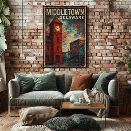 Middletown Delaware Vintage Wanderlust Travel Poster