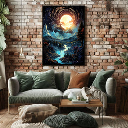 Moonlit Enchantment: Serene Night Landscape Poster